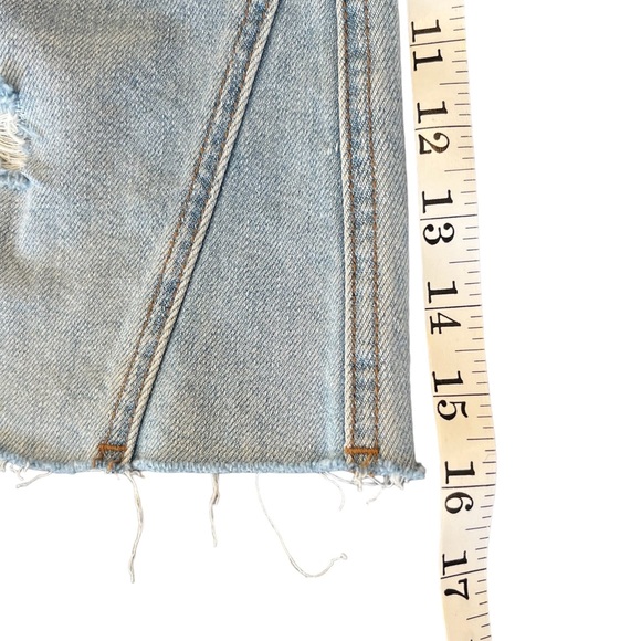 We The Free Button Fly Cut Off Denim Mini Skirt Size 30 - Picture 5 of 8